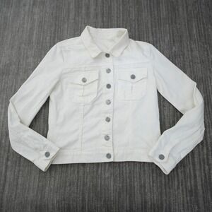 Kut from the Kloth White Denim Jacket Women Button Front Pockets Medium